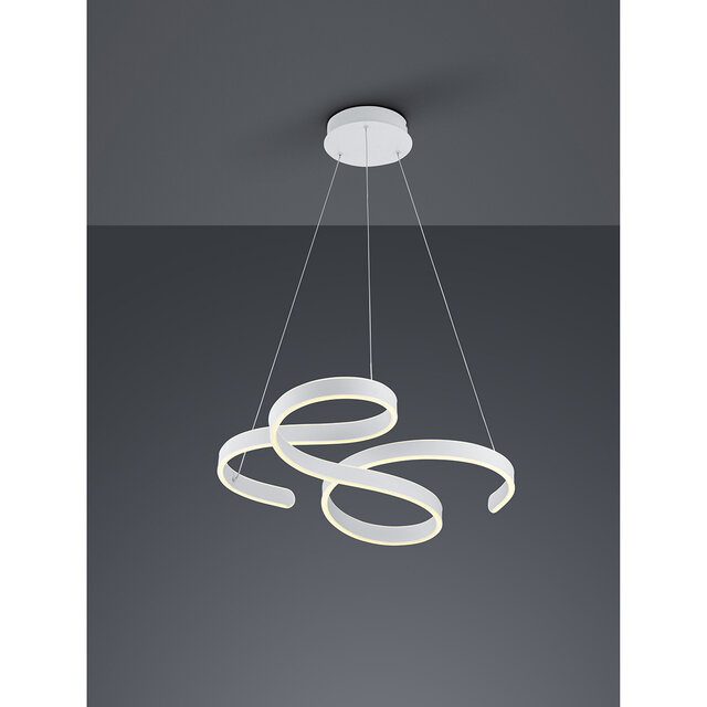 Mat witte moderne LED hanglamp van mat aluminium met 52W dimbaar warm wit licht