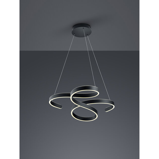 Dimbare mat antraciete LED hanglamp met modern design en 52W vermogen in warm wit licht