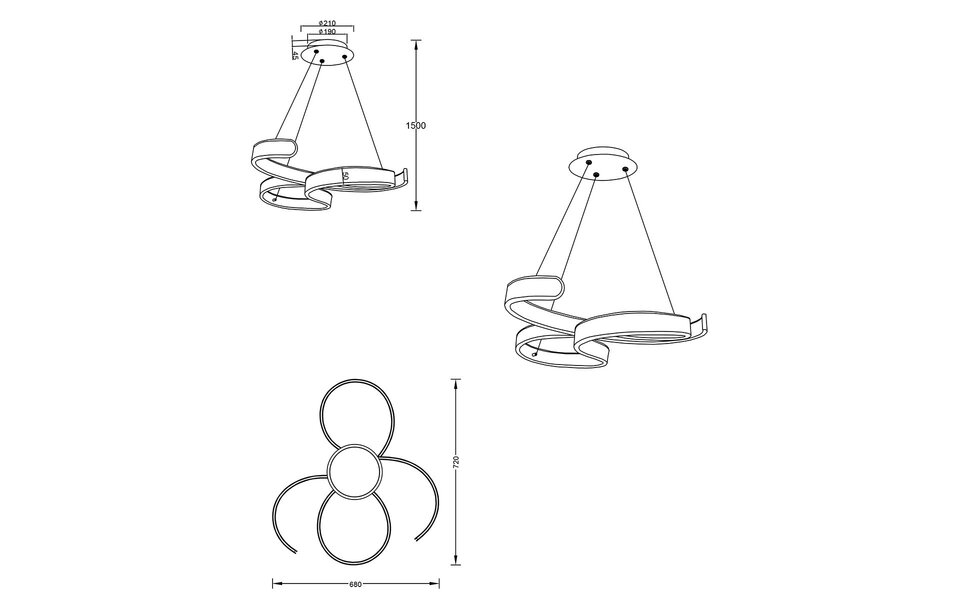 HLW LED LED Pendant Lamp 52W - Dimmable, Warm White LED Pendant Lamp in Matte Gray Aluminum