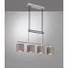 moderne LED hanglamp met 4 lichtpunten in mat bruine aluminium en nikkel kleur, 28W vermogen