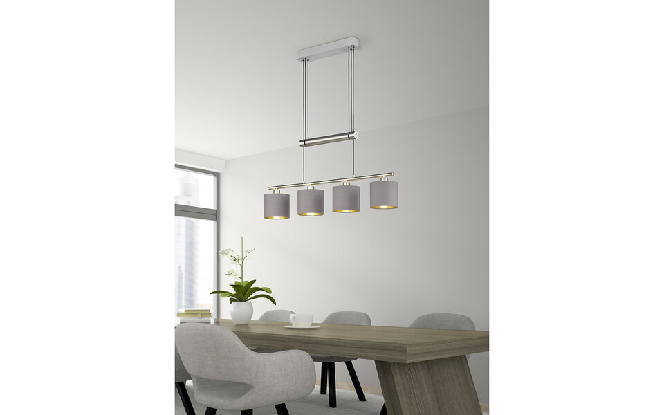 HLW LED LED Hanglamp Trion Gorino - 4-lichts, Mat Bruin Aluminium met E14 fittingen