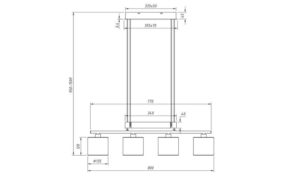 HLW LED LED Pendant Lamp Trion Gorino - 4-light, Matte Brown Aluminum with E14 fittings