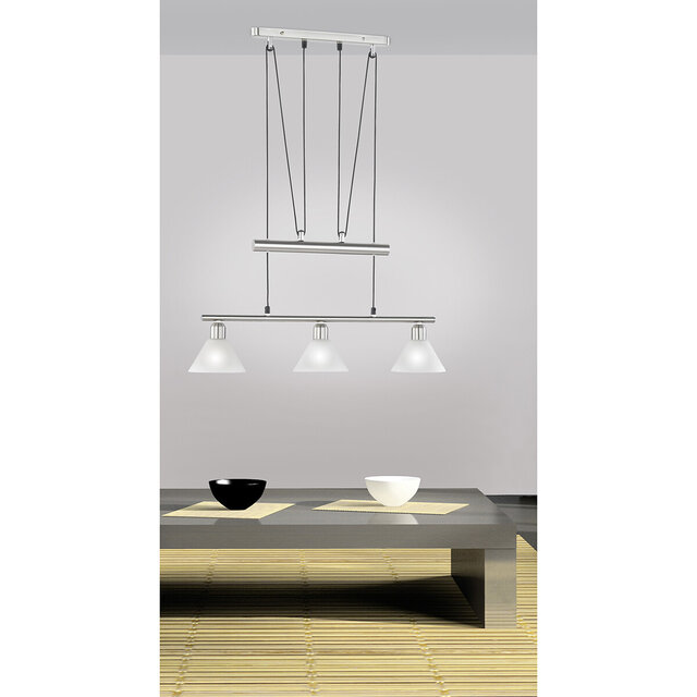 HLW LED LED Pendant Lamp Trion Stomun - 3-Light Rectangular Matte Nickel Aluminum