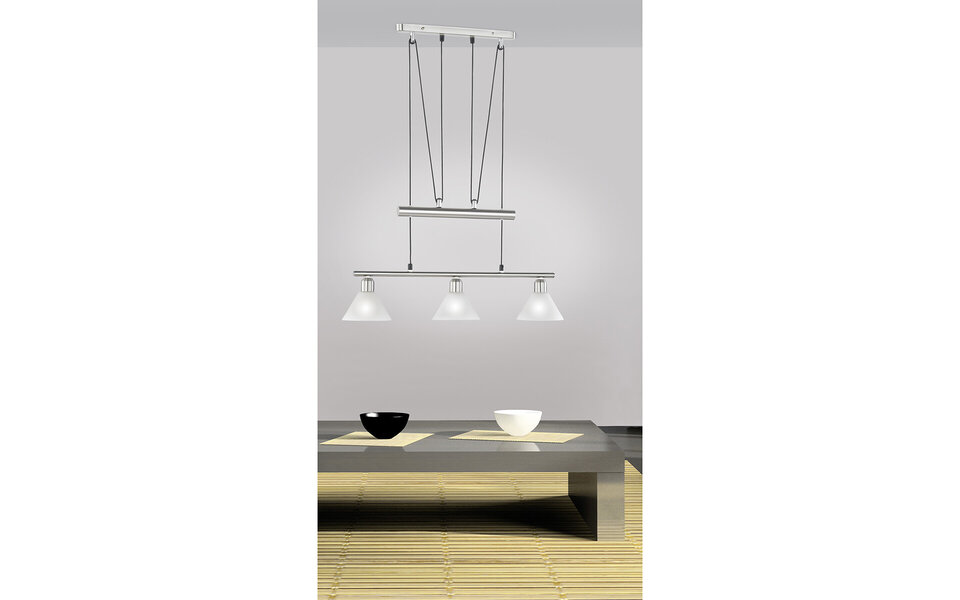 HLW LED LED Pendant Lamp Trion Stomun - 3-Light Rectangular Matte Nickel Aluminum