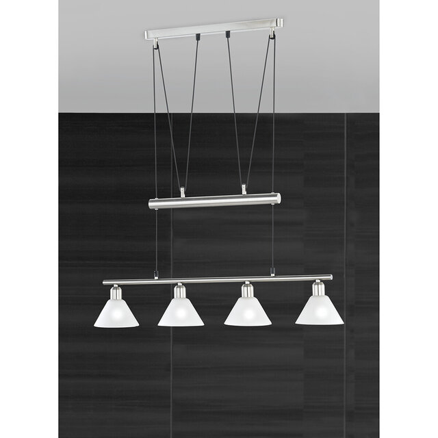 HLW LED LED Pendant Lamp Trion Stomun - 4-light aluminum pendant lighting with matte nickel
