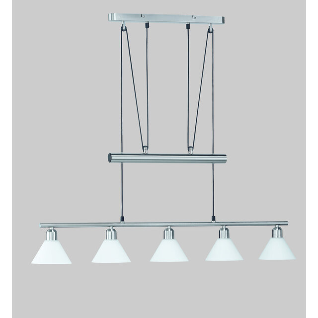 HLW LED LED Pendant Lamp 5-light Trion Stomun - Matte Nickel Aluminum, E14 Fitting