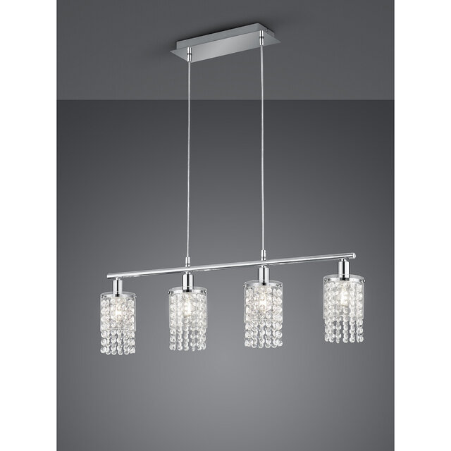 moderne LED hanglamp met 4 lichtpunten in mat chroom aluminium en 10W vermogen