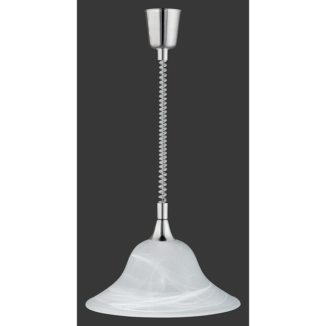 Moderne mat nikkel LED hanglamp met E27 fitting en 60W vermogen in strakke vorm