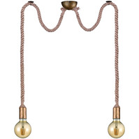 LED Pendant Lamp - Bronze LED Lamp with 2-Light E27 Fitting