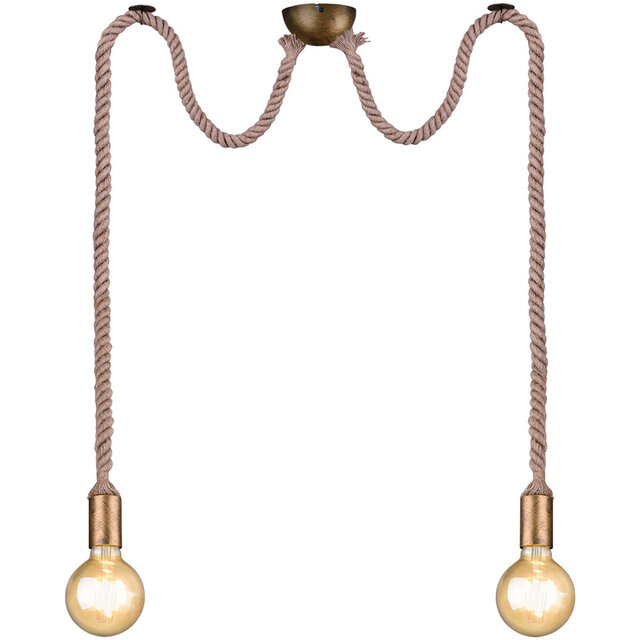 Bronzen moderne LED hanglamp met twee E27 fittingen en 60W vermogen