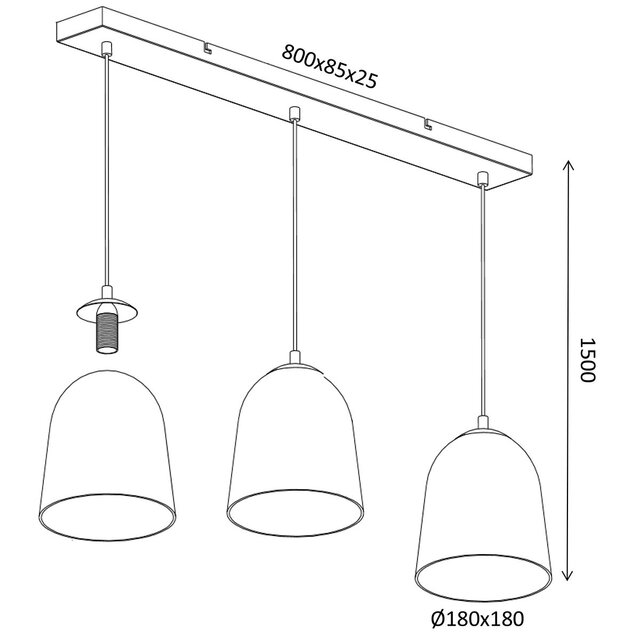 Moderne LED hanglamp met drie lichtpunten, E14 fitting, mat zilveren nikkel kleur en 40W vermogen Moderne LED hanglamp met drie lichtpunten, E14 fitting, mat zilveren nikkel kleur en 40W vermogen