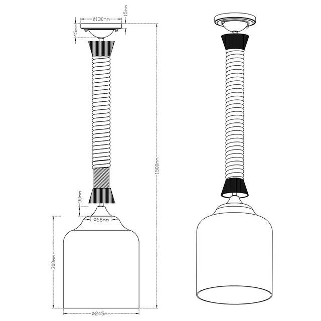 HLW LED Black LED Pendant Lamp Trion Judon - Round, Matte Black Aluminum, E27 LED bulb