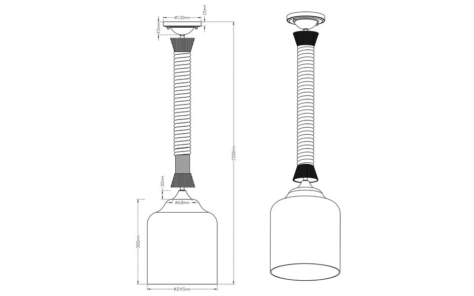 HLW LED Black LED Pendant Lamp Trion Judon - Round, Matte Black Aluminum, E27 LED bulb