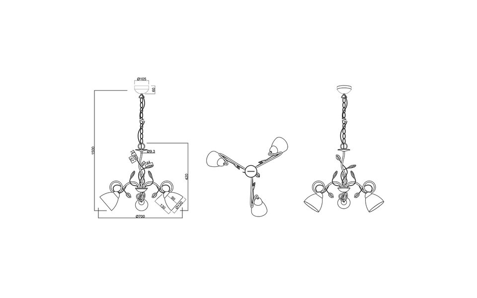 HLW LED LED Hanglamp Trion Trada met 3 E14 fittingen - Antiek Roestkleur & Aluminium