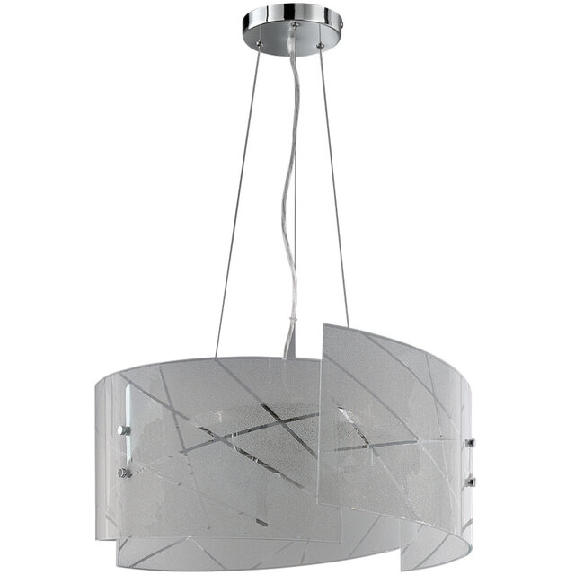 Witte moderne 3-lichts LED hanglamp met glazen kappen en E27 fitting, 40W vermogen