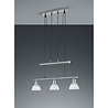 modern 3-lichts hanglamp in mat nikkel met warm wit 3000K LED verlichting en 15W vermogen