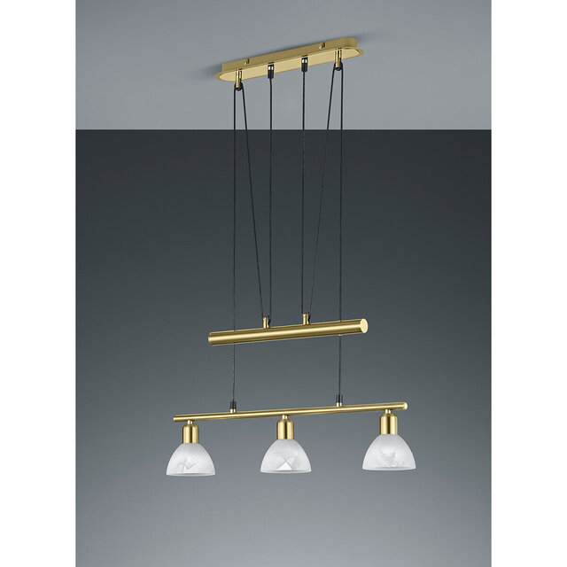 driearmige moderne gouden hanglamp met warm wit licht en E14 fittingen