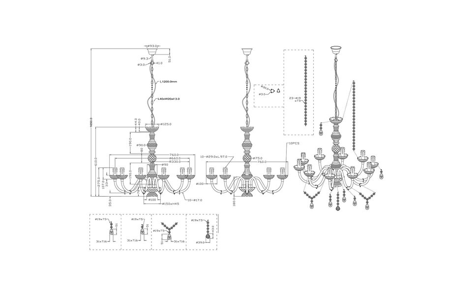 HLW LED Trion Lucy LED lamp chandelier - 10 lights, matte chrome, aluminum HLW LED Trion Lucy LED lamp chandelier - 10 lights, matte chrome, aluminum