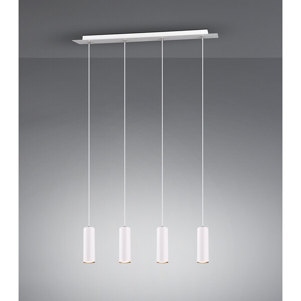 HLW LED LED Hanglamp Trion Mary - Witte LED Hanglamp met 4 GU10 lichtpunten, Mat Wit Aluminium