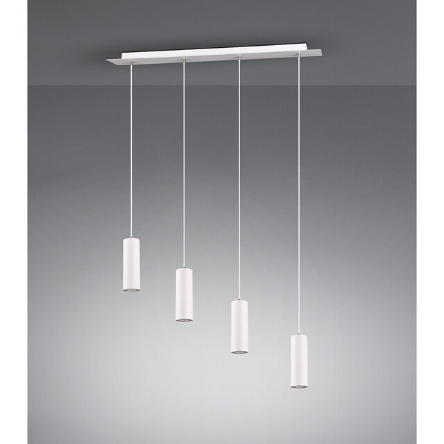 HLW LED LED Hanglamp Trion Mary - Witte LED Hanglamp met 4 GU10 lichtpunten, Mat Wit Aluminium
