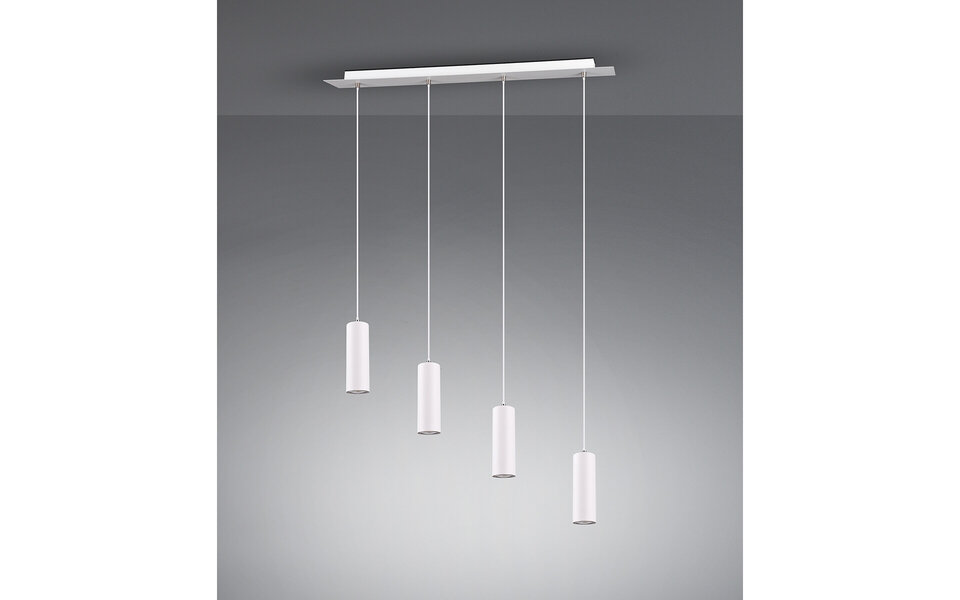 HLW LED LED Hanglamp Trion Mary - Witte LED Hanglamp met 4 GU10 lichtpunten, Mat Wit Aluminium