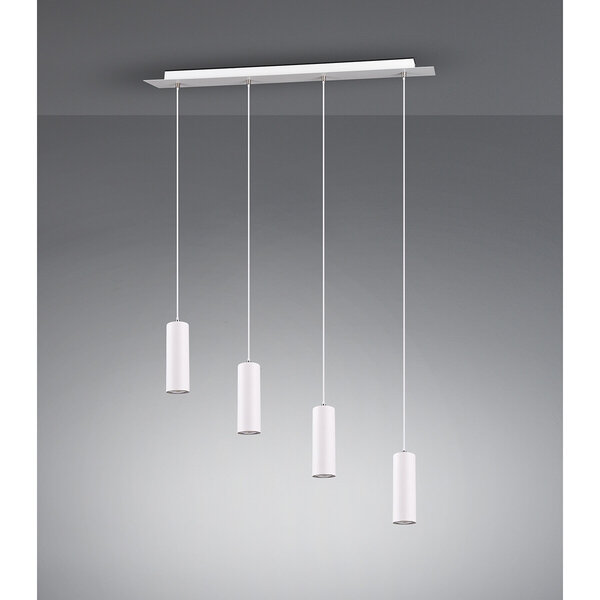 HLW LED LED Hanglamp Trion Mary - Witte LED Hanglamp met 4 GU10 lichtpunten, Mat Wit Aluminium