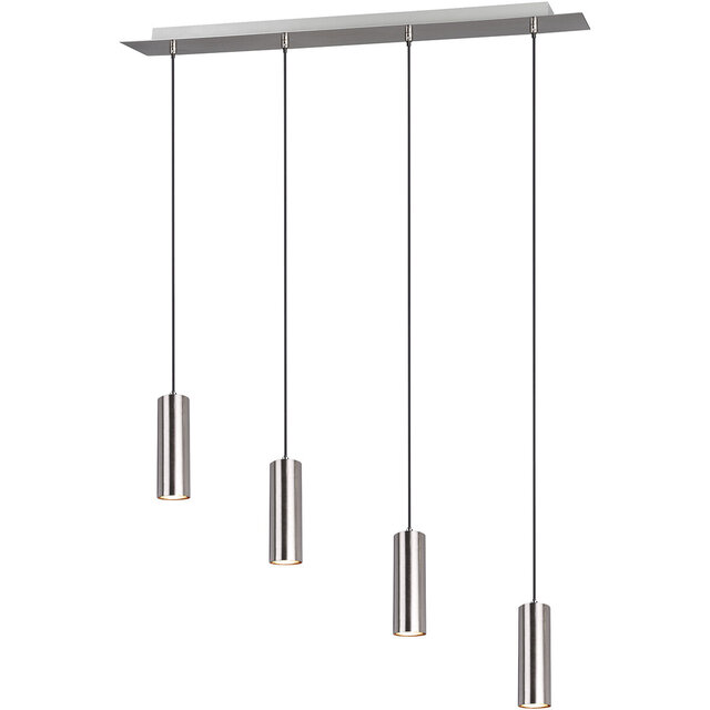 moderne LED hanglamp met 4 lichtpunten in mat nikkel aluminium en 35W vermogen