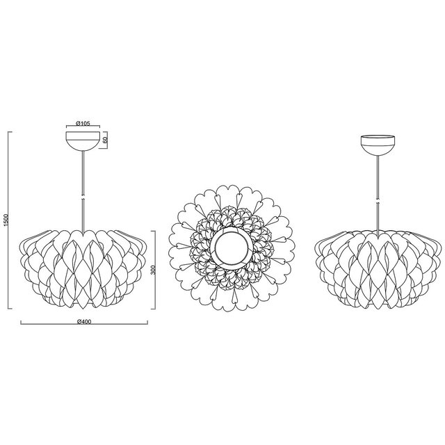 HLW LED Trion Talia Fabric LED Pendant Lamp - Matte White, Round, E27 Fitting, Modern Design