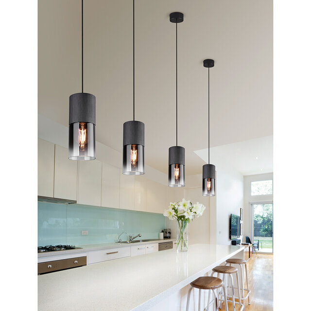 HLW LED LED Pendant Lamp Trion Borin - Matte Black Aluminum LED Lamp with E27 Fitting
