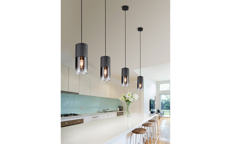 HLW LED LED Pendant Lamp Trion Borin - Matte Black Aluminum LED Lamp with E27 Fitting