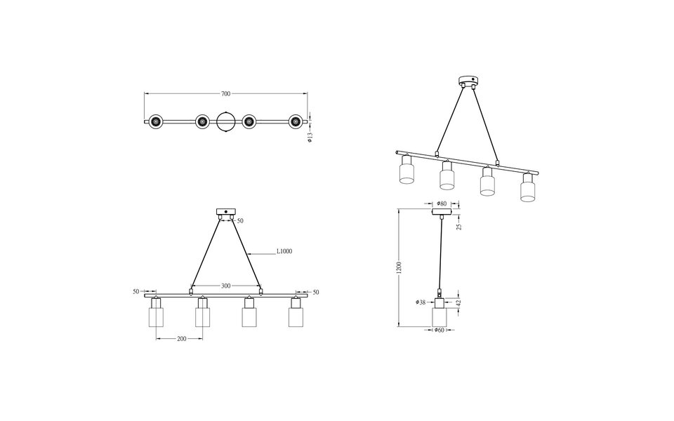 HLW LED Trion Smast LED Hanglamp - Mat Nikkel, Aluminium & 4x E14 Fitting HLW LED Trion Smast LED Hanglamp - Mat Nikkel, Aluminium & 4x E14 Fitting