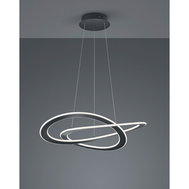 Dimbare moderne LED hanglamp 52W in mat antraciet met warm wit licht