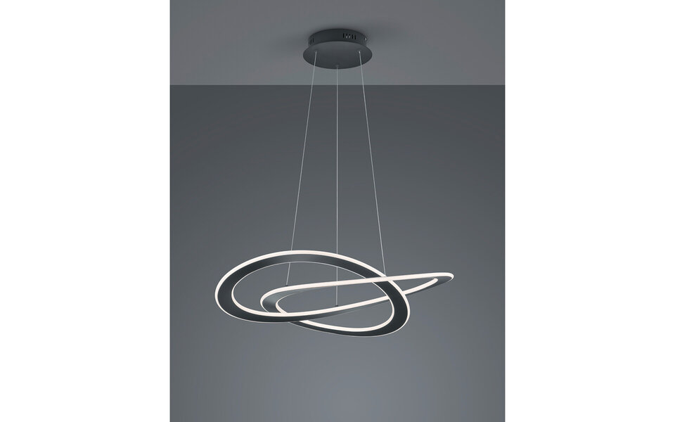 HLW LED LED Pendant Lamp 52W Warm White - Dimmable, Matte Anthracite Aluminum, Modern Design