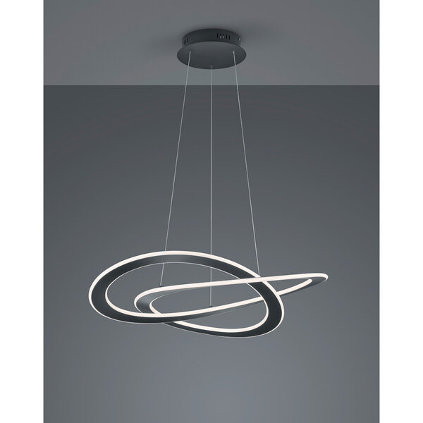 HLW LED LED Hanglamp 52W Warm Wit - Dimbaar, Mat Antraciet Aluminium, Modern Design HLW LED LED Hanglamp 52W Warm Wit - Dimbaar, Mat Antraciet Aluminium, Modern Design