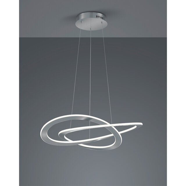 dimbare LED hanglamp 52W in mat nikkel met warm wit licht en modern design dimbare LED hanglamp 52W in mat nikkel met warm wit licht en modern design