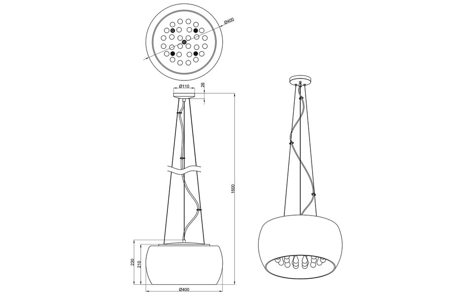 HLW LED LED Pendant Lamp with Glass - Trion Vapiro 5-light Round Matte Chrome, G9 Fitting