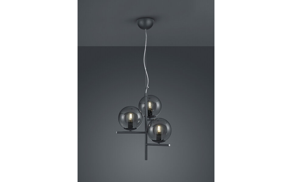 HLW LED LED Pendant Lamp Trion Pora - Round, Matte Anthracite Aluminum, 3x E14 Fitting