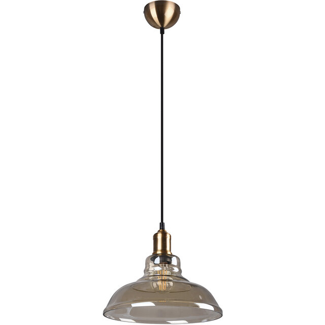 ronde LED hanglamp in oud bronzen kleur met E27 fitting en modern design, 28W vermogen