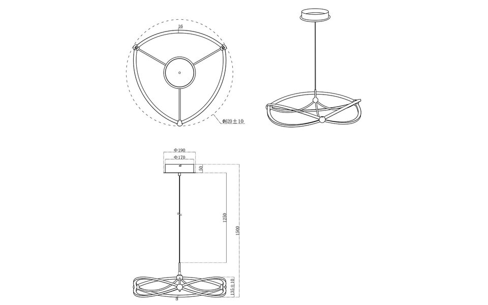 HLW LED Dimmable LED Pendant Lamp Trion Charis 42W - Warm White 3000K - Matte Nickel
