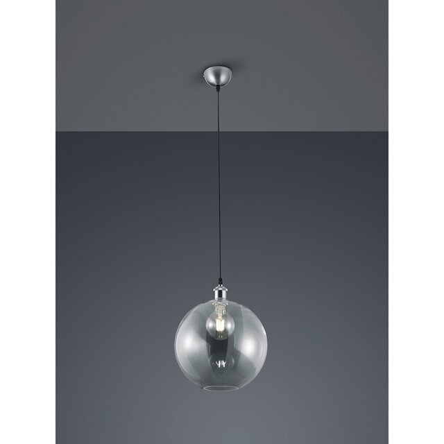 ronde LED hanglamp in mat nikkel met E27 fitting en modern aluminium design, 28W vermogen ronde LED hanglamp in mat nikkel met E27 fitting en modern aluminium design, 28W vermogen