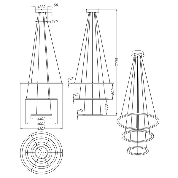 HLW LED LED Hanglamp Trion Duban 75W - Dimbare Witte LED Lamp in Warm Wit 3000K