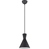 ronde mat zwarte LED hanglamp met E27 fitting en 28W vermogen in modern design, diameter 20 cm