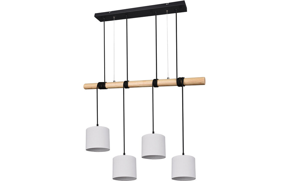 HLW LED LED Hanglamp Trion Oden - Mat Zwarte LED Hanglamp 4-lichts met E27 Fitting
