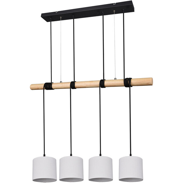 HLW LED LED Hanglamp Trion Oden - Mat Zwarte LED Hanglamp 4-lichts met E27 Fitting