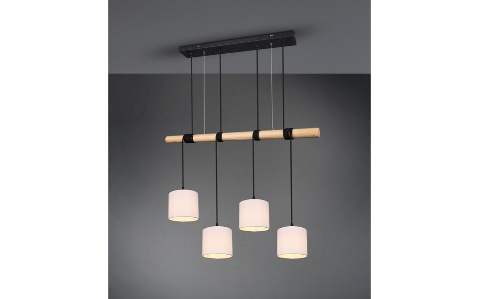 HLW LED LED Hanglamp Trion Oden - Mat Zwarte LED Hanglamp 4-lichts met E27 Fitting