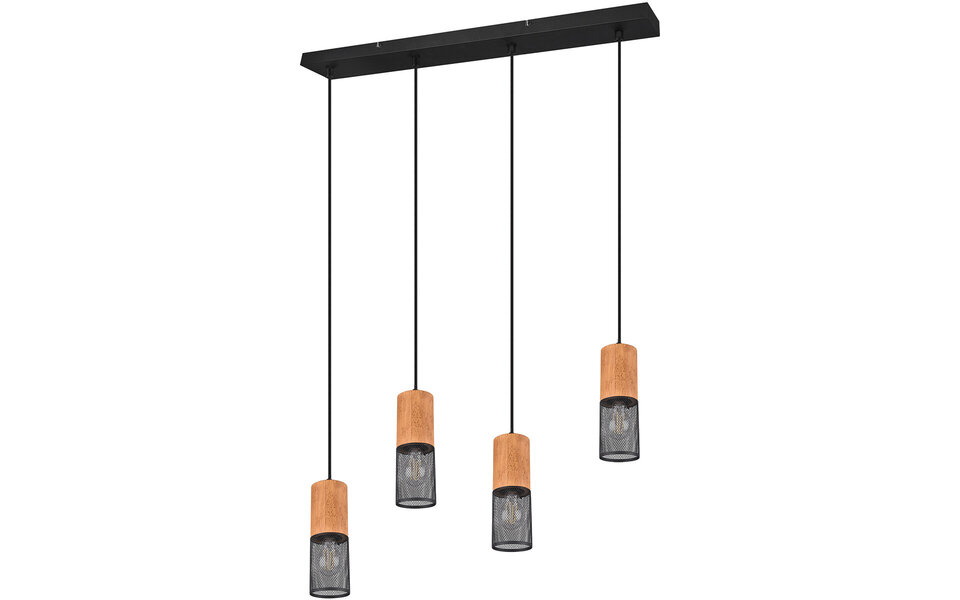 HLW LED Black LED Pendant Lamp Trion Yosh - 4-light LED lamp with E27 fitting