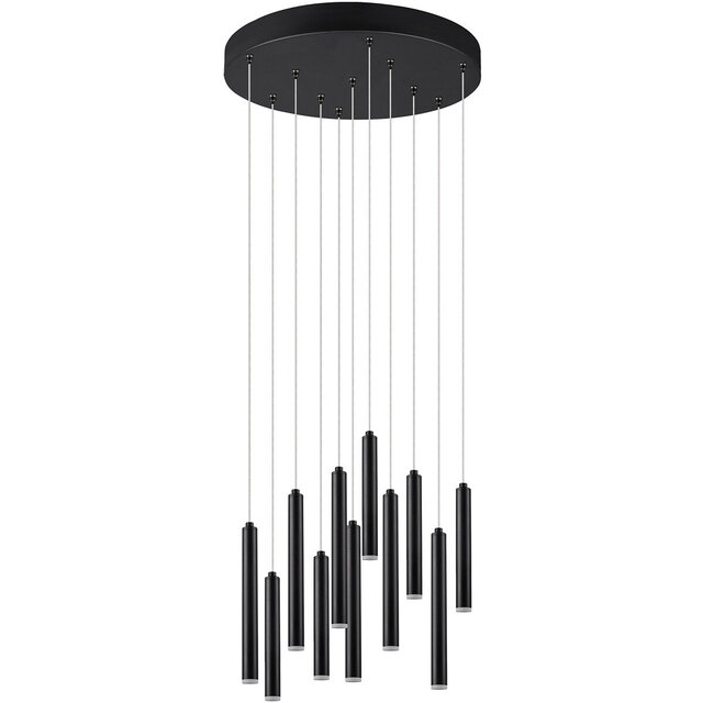 Ronde dimbare zwarte LED hanglamp 22W met warm wit licht en modern design