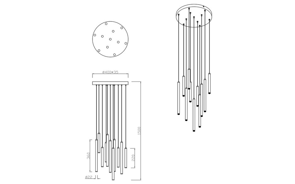 HLW LED LED Pendant Lamp Trion Tular 22W - Dimmable, Warm White 3000K, Matte White Aluminum