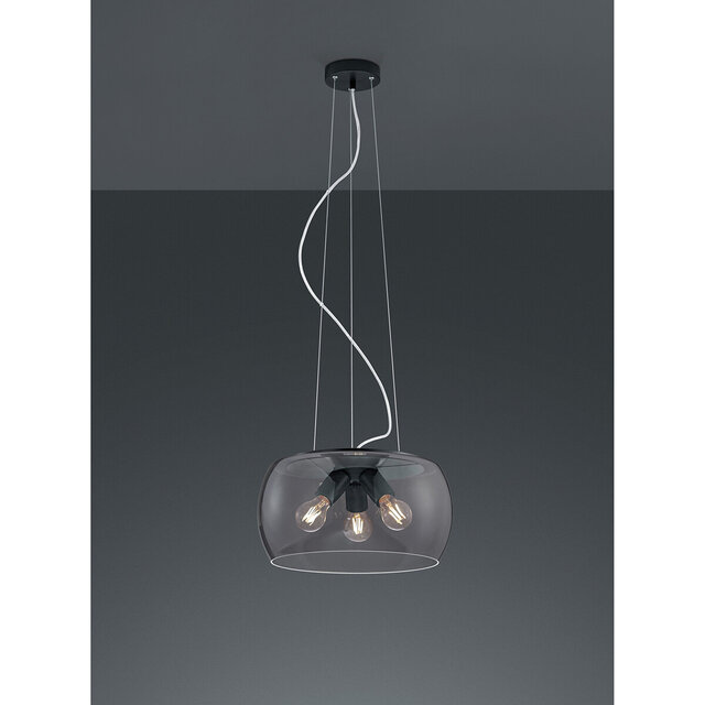 moderne mat antraciet hanglamp met drie ronde E27 fittingen en 60W vermogen moderne mat antraciet hanglamp met drie ronde E27 fittingen en 60W vermogen