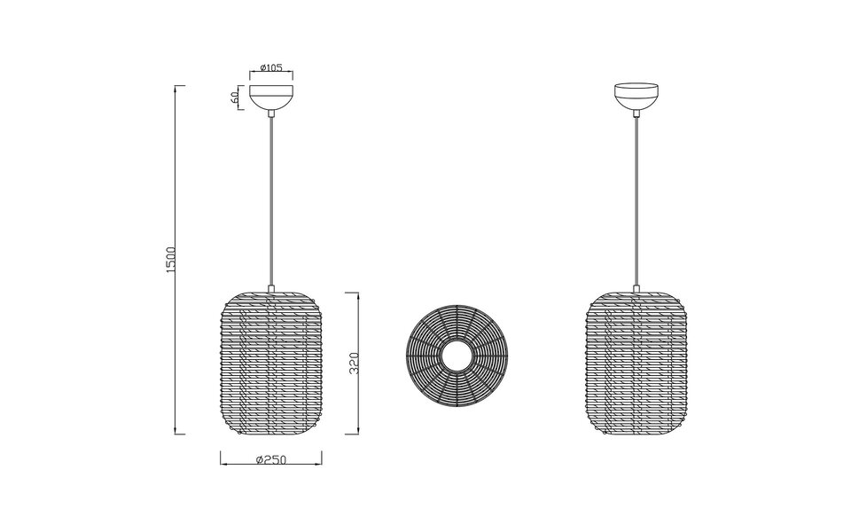HLW LED LED Hanglamp Trion Tuna - Zwarte LED Hanglamp met E27 Fitting en Warm Lichtvenster